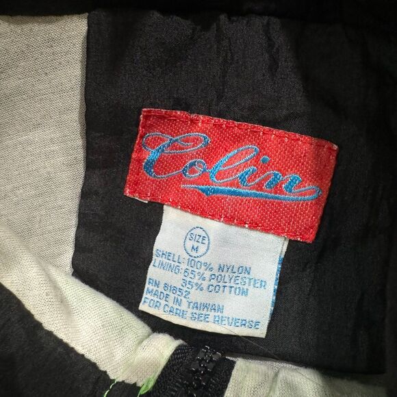 Vintage 90s Colin Retro Ski Windbreaker Full Zip Jacket Womens Size M Green Blk - Picture 3 of 9